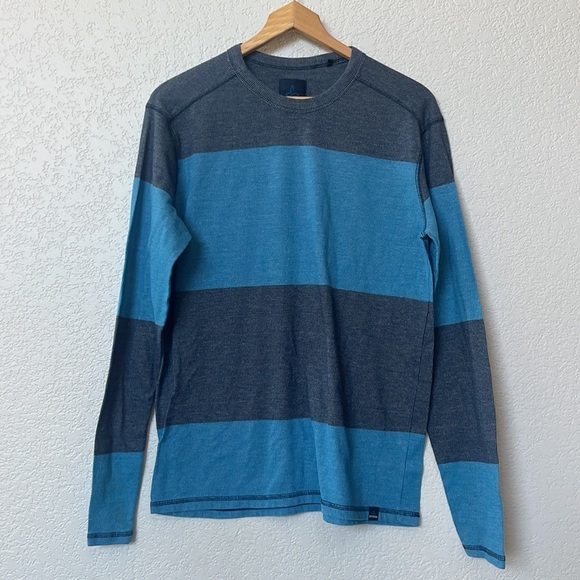 Prana Men's Long Sleeve Shirt Striped Blue size Large - Picture 10 of 12